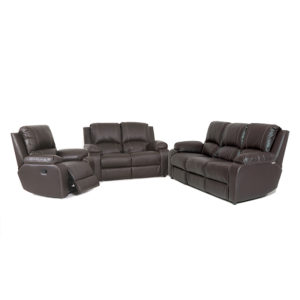Ella 6 Seater 321 (5 Piece)<br/>1 Action Recliner Suite - Leather Upper, Brown