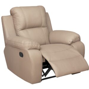 Ella Single Recliner - Full Genuine Leather, Taupe